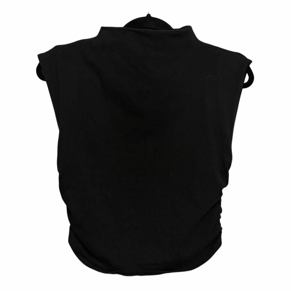 Reformation Mock Neck Crop Top M Black Organic Cotton Sleeveless Minimalist USA